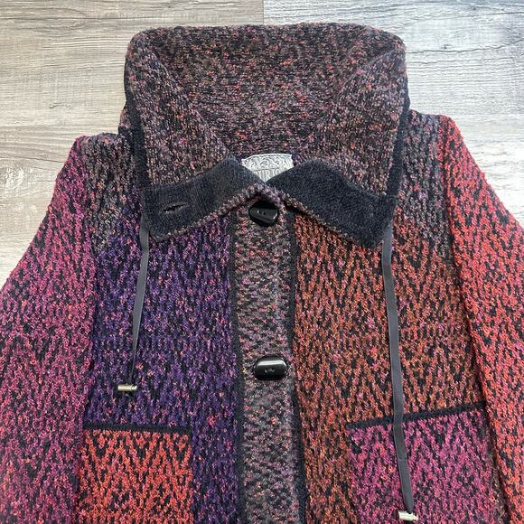 Vintage Curio Multicolor Womens M Boho Jacquard Button Down Heavyweight Jacket - Picture 2 of 7